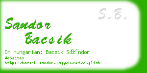 sandor bacsik business card